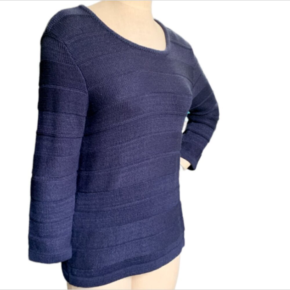 Appleseeds Sweater Textured‎ Cotton Blend Pullover Sweater M Blue 74B